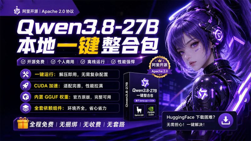 零门槛本地部署!Qwen3.8-27B LLAMA+CUDA 整合包免费分享(官方GGUF权重)-聆曦博客
