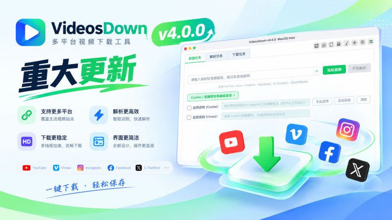 视频下载软件VideosDown 4.0.0 正式版 配套文档、更新下载、使用教程、常见问题-聆曦博客